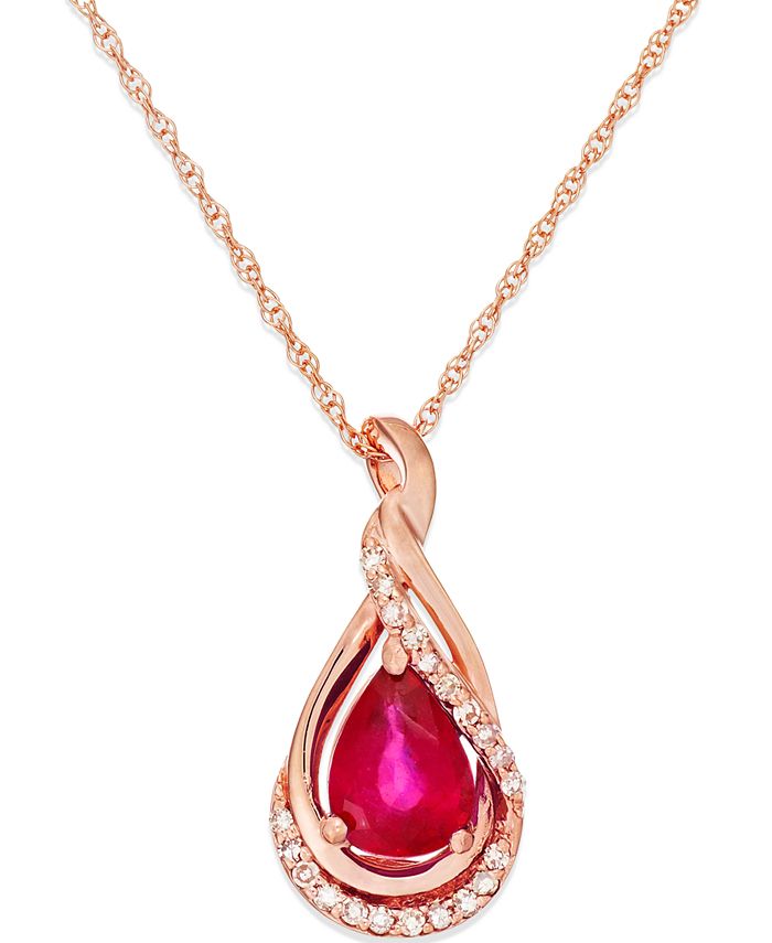 Macy s Ruby 3 4 ct. t.w. and Diamond Accent Pendant Necklace in