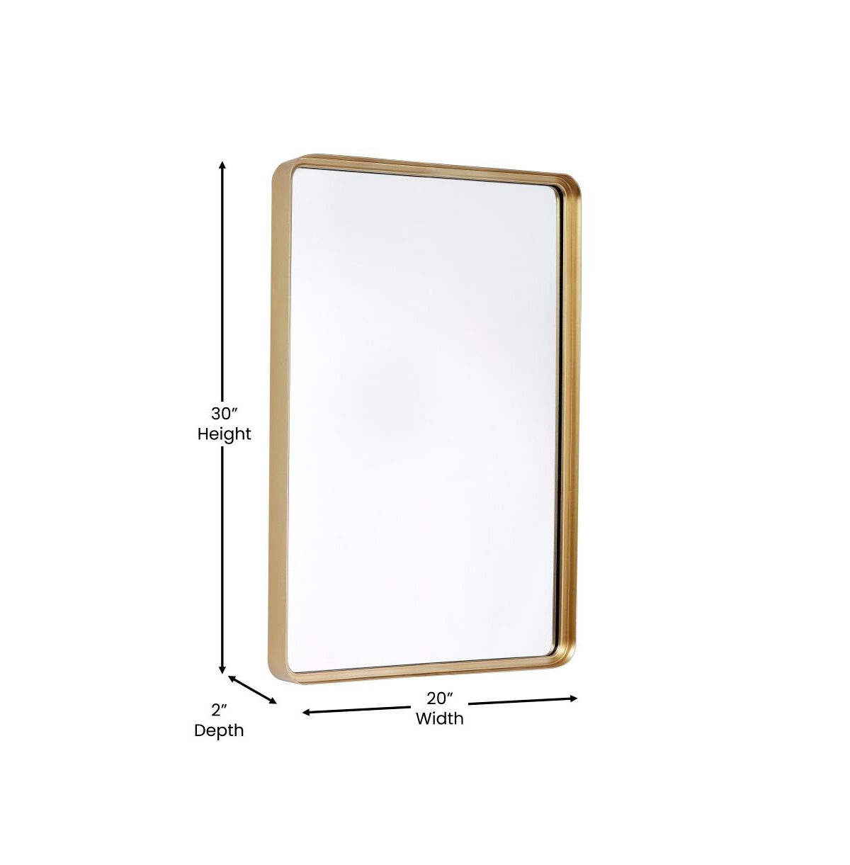Merrick Lane Halstead Decorative Wall Mirror With Rounded Corners For Bathroom, Living Room, Entryway, Hangs Horizontal Or Vertical