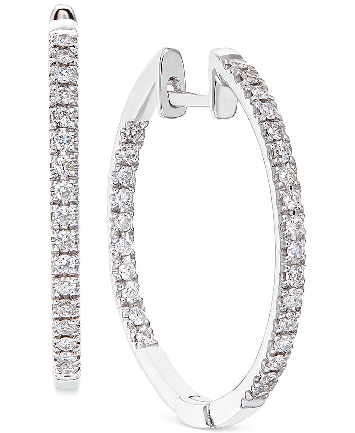 Macy s Diamond Hoop Earrings In 14k White Gold 1 2 Ct T w Macy s