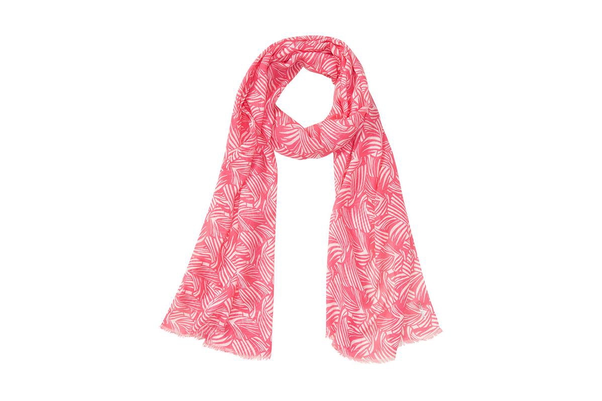 Allover Print Scarf with Frayed Edge Trim - Paradise pink