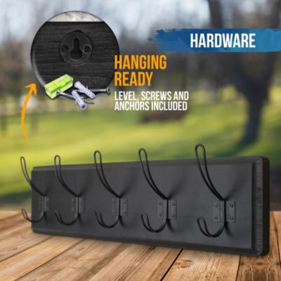 Rustic Coat Rack With Hooks -Wall Mount Coat Rack - Solid Pine Wood Entryway Hanger - Farmhouse Coat Rack For Kitchen, Bedroom