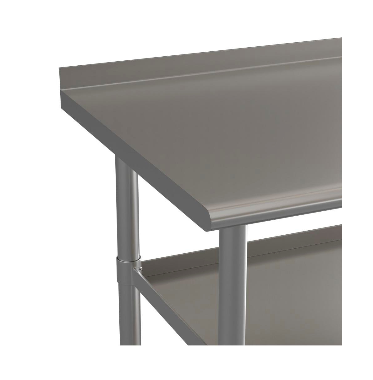 Nsf Certified18 Gauge Work Table With Backsplash And 2 Undershelves - Stainless steel