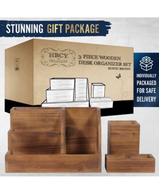 3 Piece Desk Organizer Set- Rustic Mail Organizer For Desktop - Great For Rustic Or Industrial Decor! Makeup Organizer For Vanity