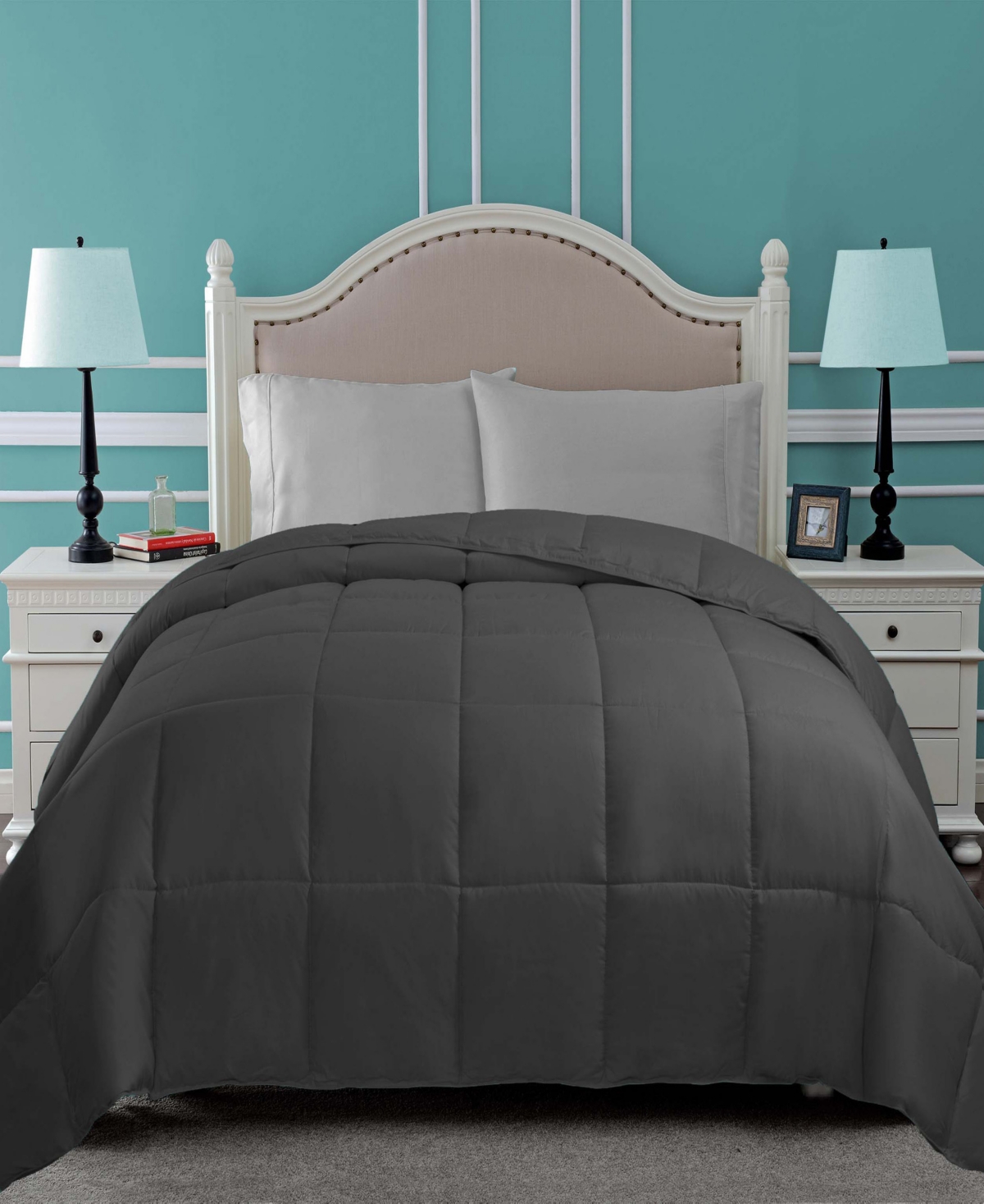 SUPERIOR ALL SEASON DOWN ALTERNATIVE REVERSIBLE COMFORTER, CALIFORNIA KING 