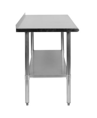 Stainless Steel 18 Gauge Prep And Work Table With Backsplash And Shelf