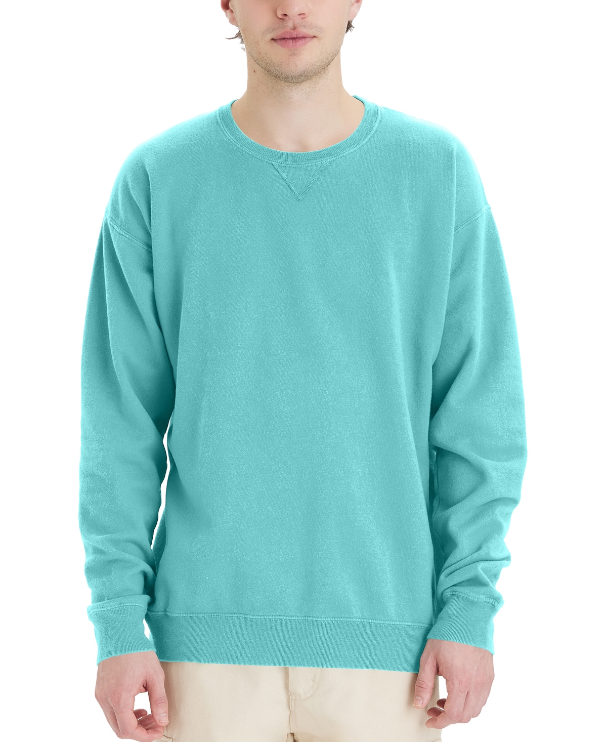 Hanes Unisex Garment Dyed Fleece Sweatshirt In Green