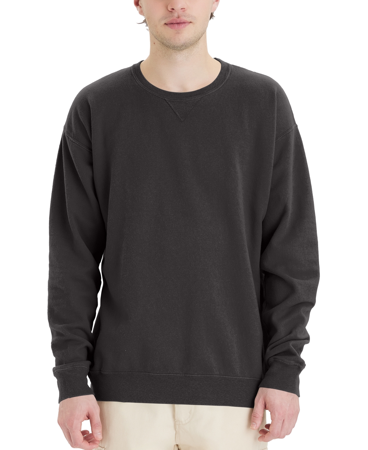 Hanes Unisex Garment Dyed Fleece Sweatshirt In Gray