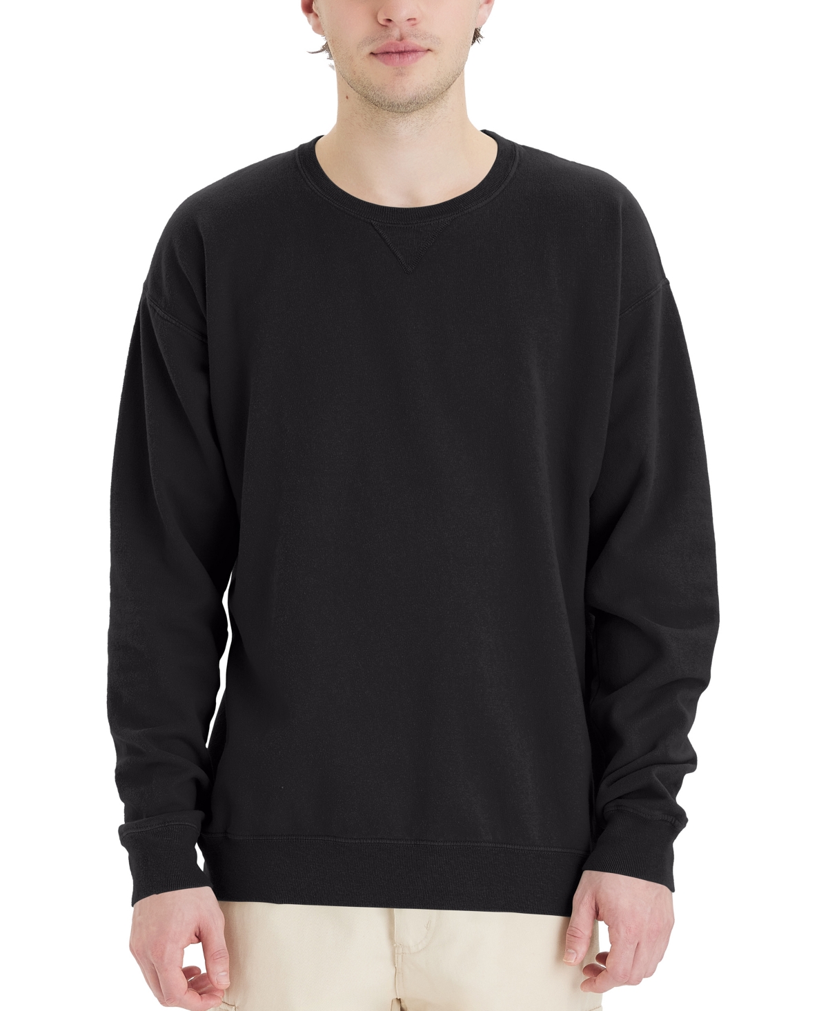 Hanes Unisex Garment Dyed Fleece Sweatshirt In Black