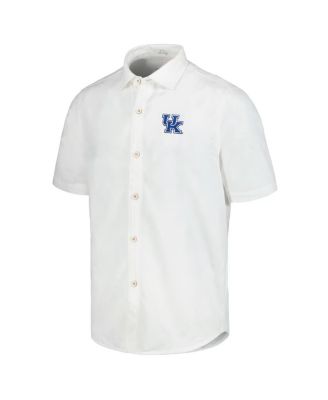Men's White Kentucky Wildcats Coconut Point Palm Vista IslandZone Camp Button-Up Shirt