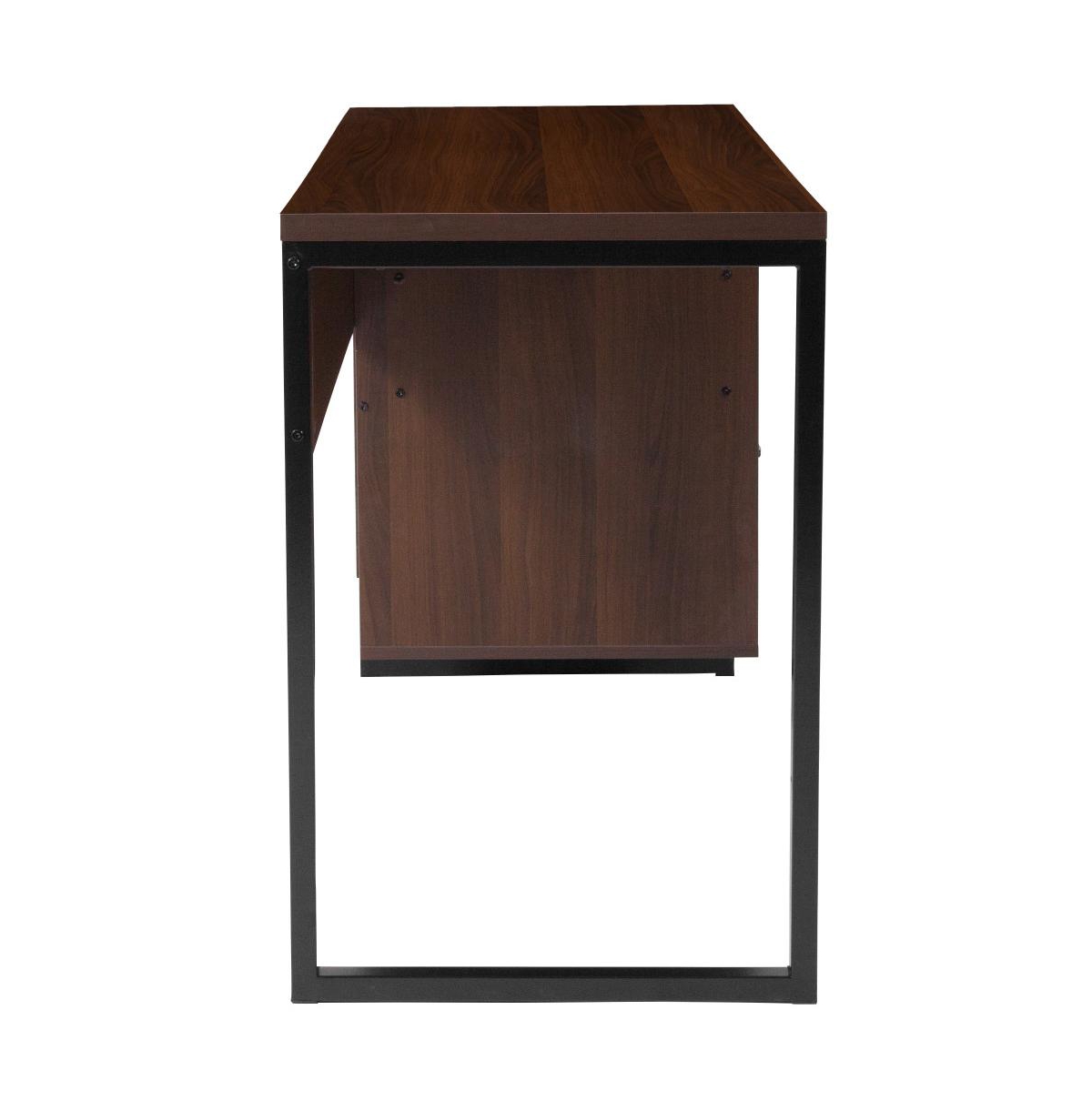 Merrick Lane BrightonComputer Desk With Shelving And Storage Drawer Metal Frame Pedestal Base Home Office Desk - Rustic