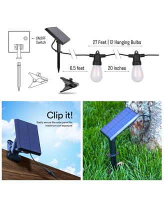 5W, 27 Ft, 2700K Solar LED Flame Bulb Halloween Holiday String Lights