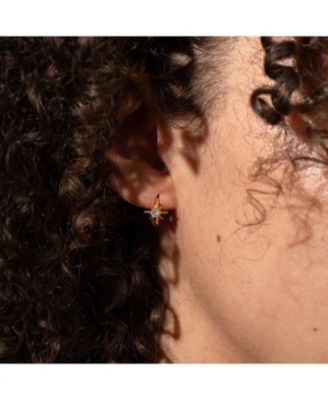 14k Gold Plated Pointed Star Huggies Minimalist Holiday Gift Idea