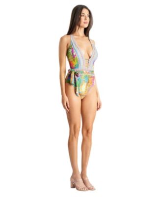 Women's Cutout Belted One Piece Swimsuit