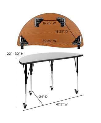 Mobile 47.5" Half Circle Wave Flexible Collaborative Adjustable Height Activity Table