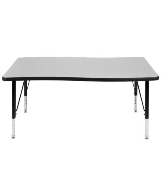 28"W X 47.5"L Rectangle Wave Flexible Collaborative Kids Adjustable Activity Table