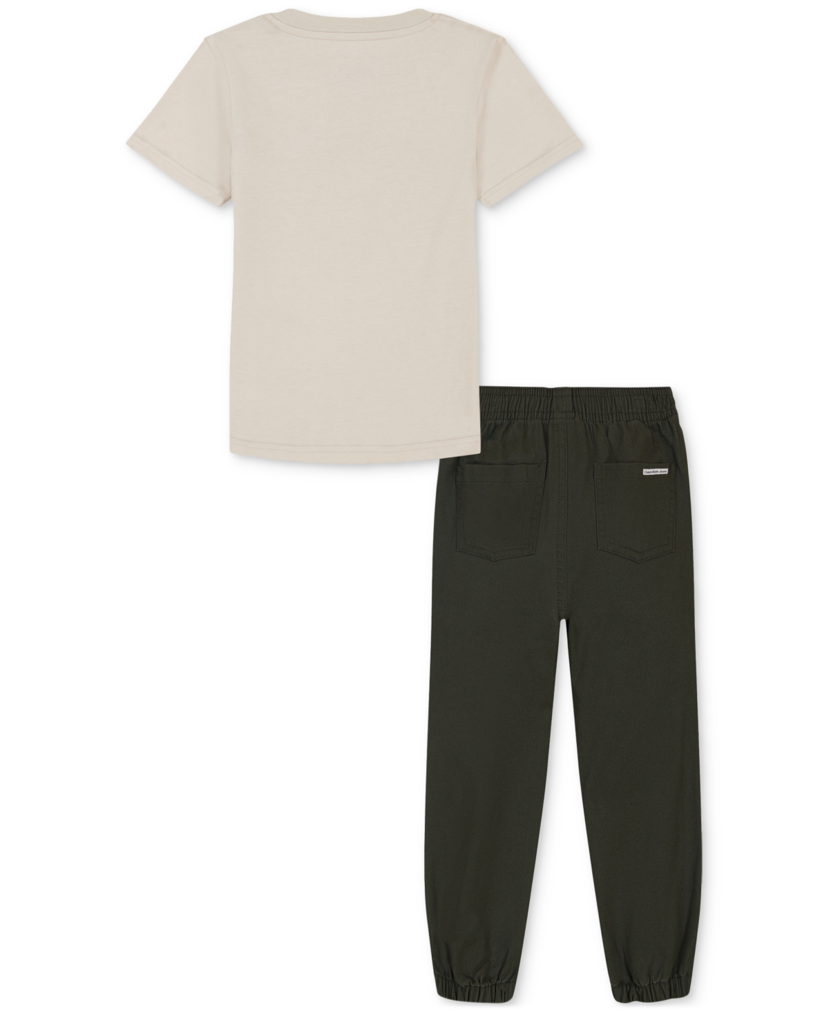 Calvin Klein Little Boys Short-Sleeve Ribbed Jersey T-Shirt & Poplin Jogger Pants, 2 Piece Set