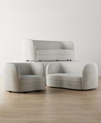 Isabella Boucle Fabric Curved Sofa Collection