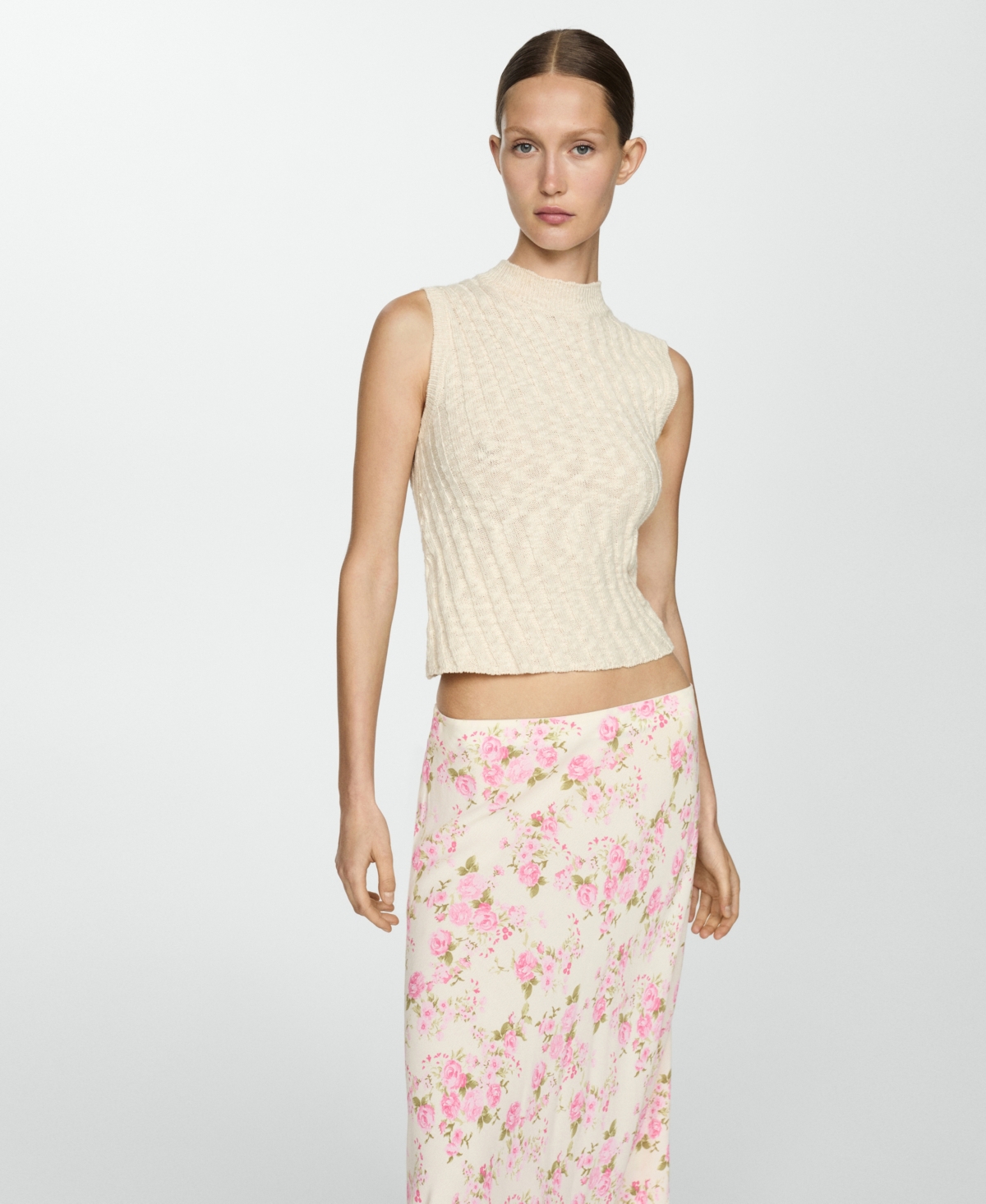 Mango Women's Floral Midi Skirt