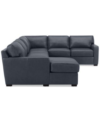 Radley 129" 6-Pc. Leather Square Corner Modular Chaise Sectional