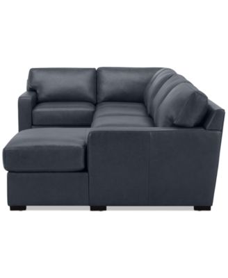 Radley 136" 4-Pc. Leather Square Corner Modular Chaise Sectional