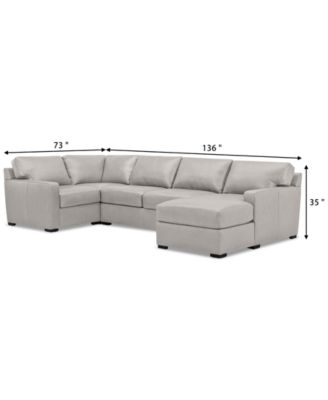 Radley 136" 4-Pc. Leather Square Corner Modular Chaise Sectional