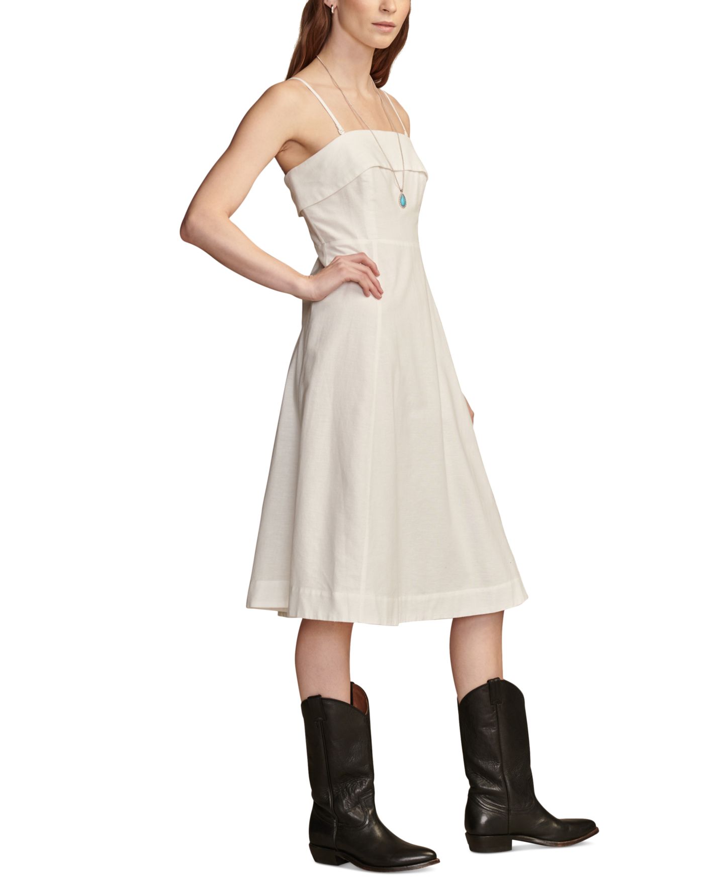 Женское платье Lucky Brand Cotton Linen Sleeveless Midi, цвет: Яркий белый — фото 3