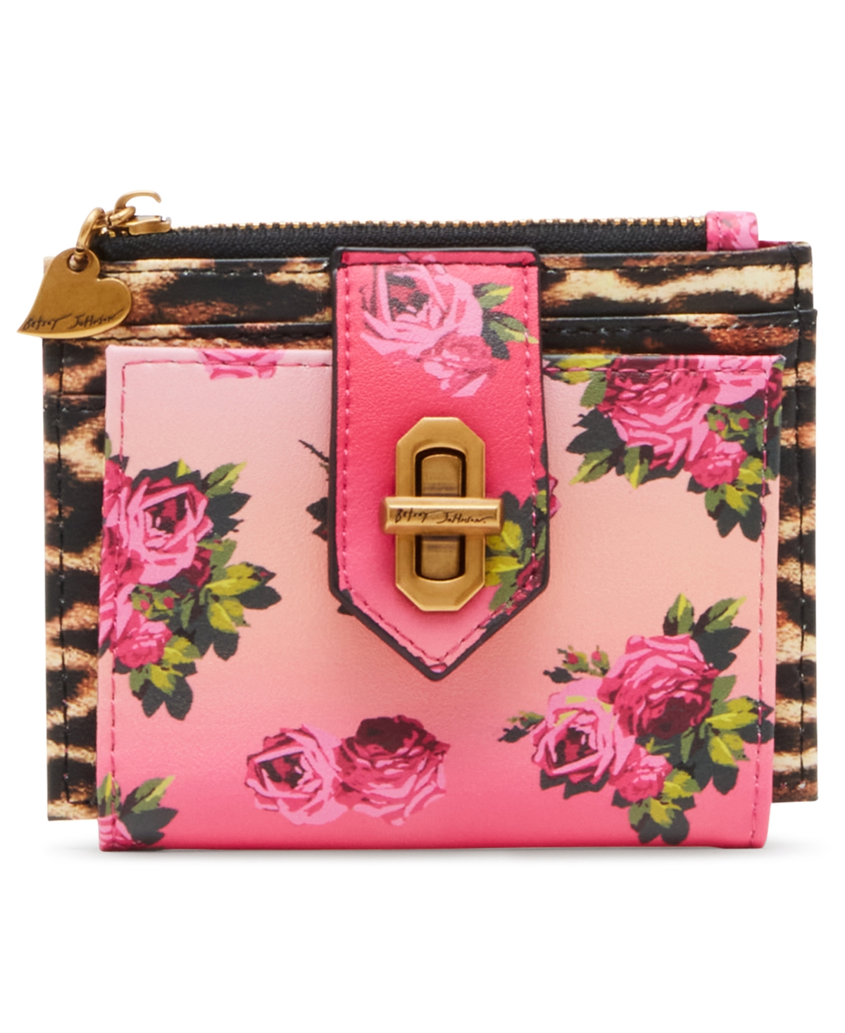 BETSEY JOHNSON LEOPARD FLORAL BIFOLD WALLET 