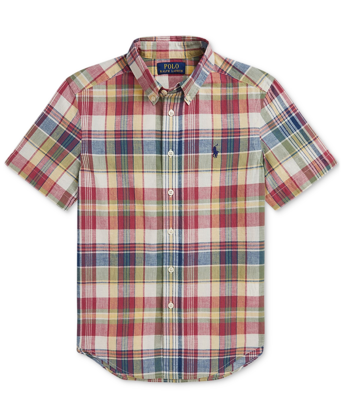 Shop Polo Ralph Lauren Big Boys Cotton Madras Short-sleeve Shirt In Multi
