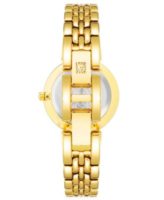 Women's Quartz Gold-Tone Alloy Link and Mother of Pearl Bracelet Watch, 30mm