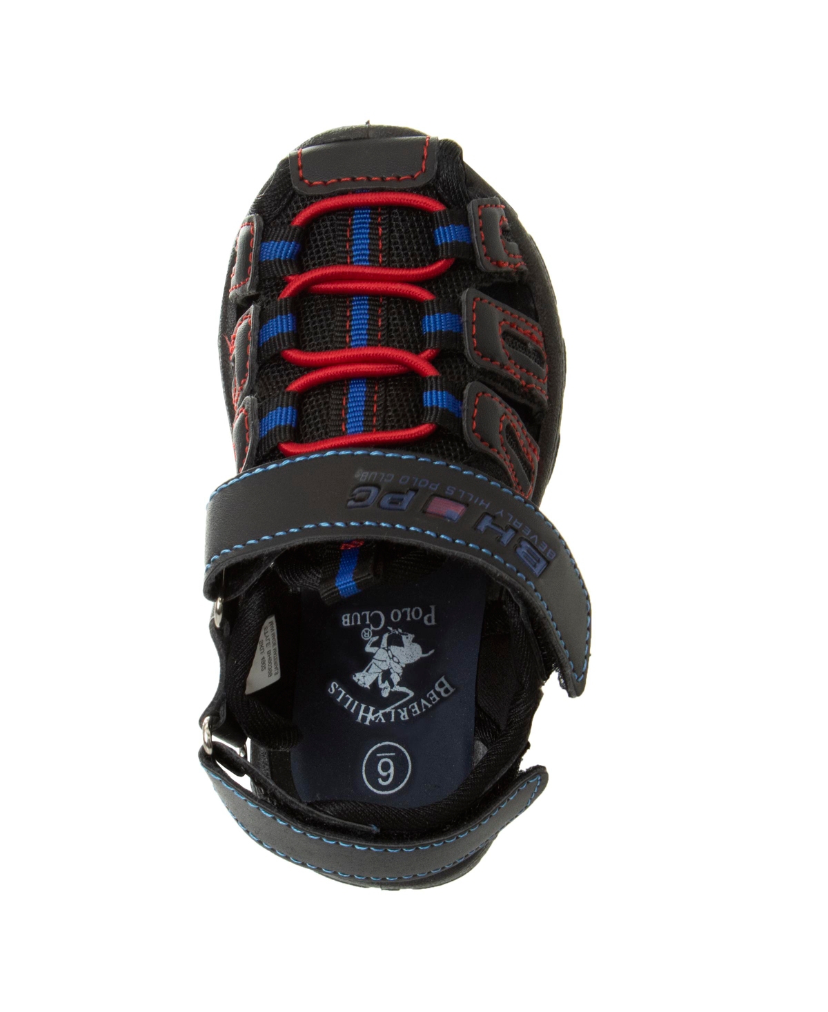 Shop Beverly Hills Polo Club Toddler Hook And Loop Sport Sandals In Black,red