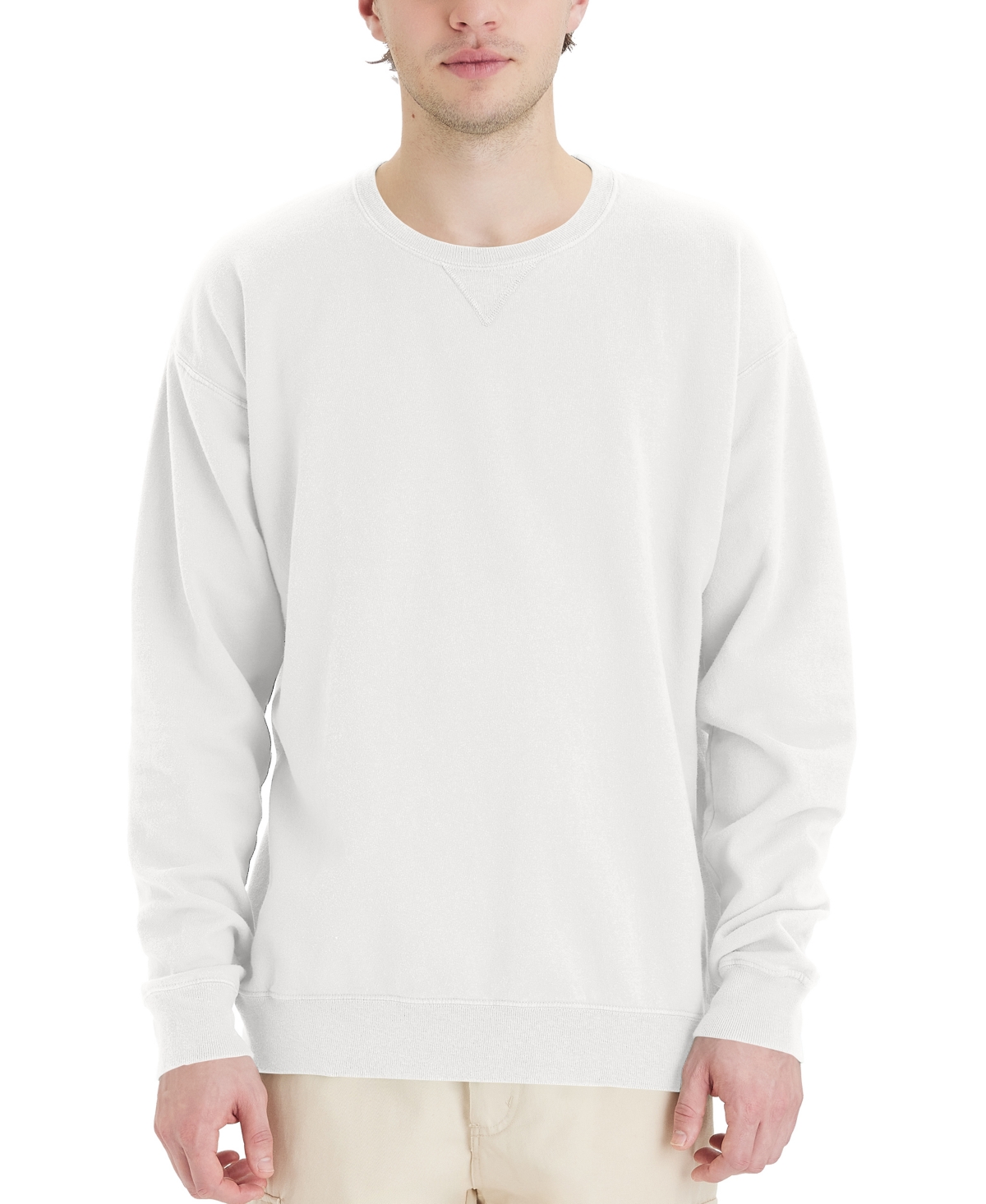 Hanes Unisex Garment Dyed Fleece Sweatshirt In White