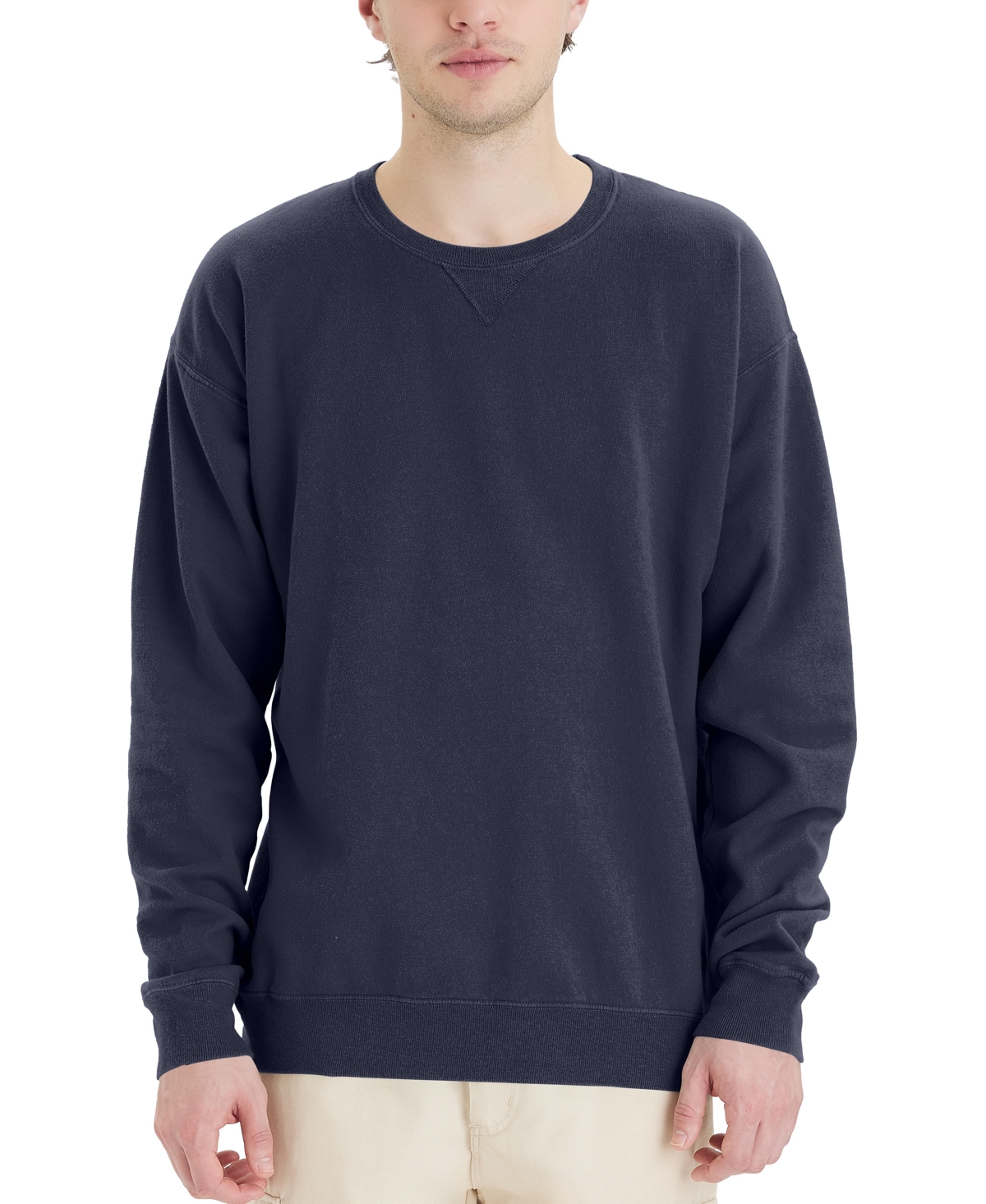 Hanes Unisex Garment Dyed Fleece Sweatshirt In Blue