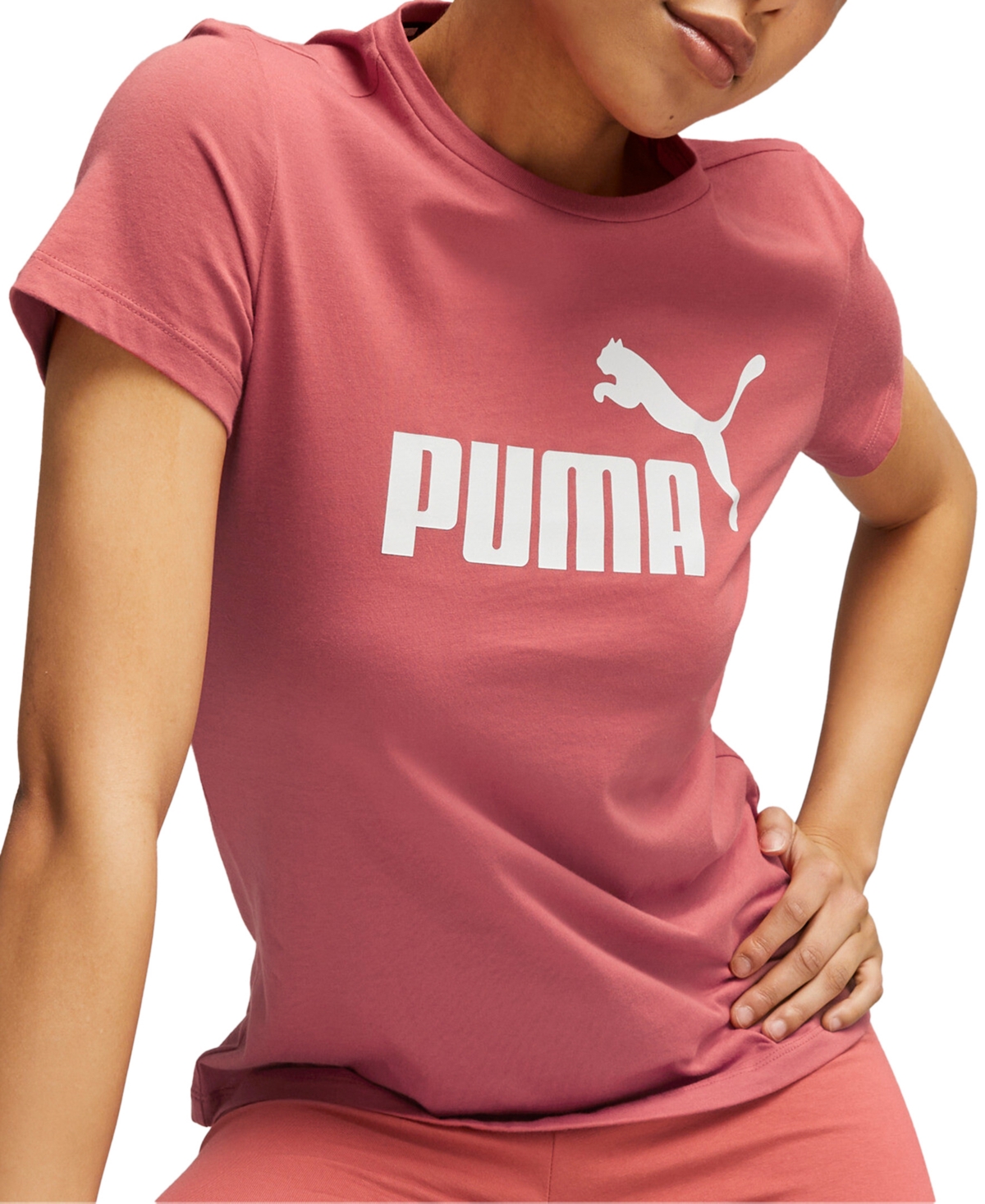 Shop Puma Women's Essentials Graphic Short Sleeve T-shirt In Garnet Rose