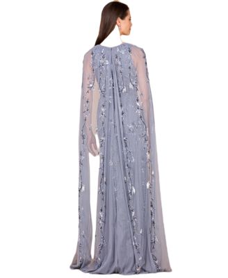Women's Mermaid Beaded Dress with Long Cape