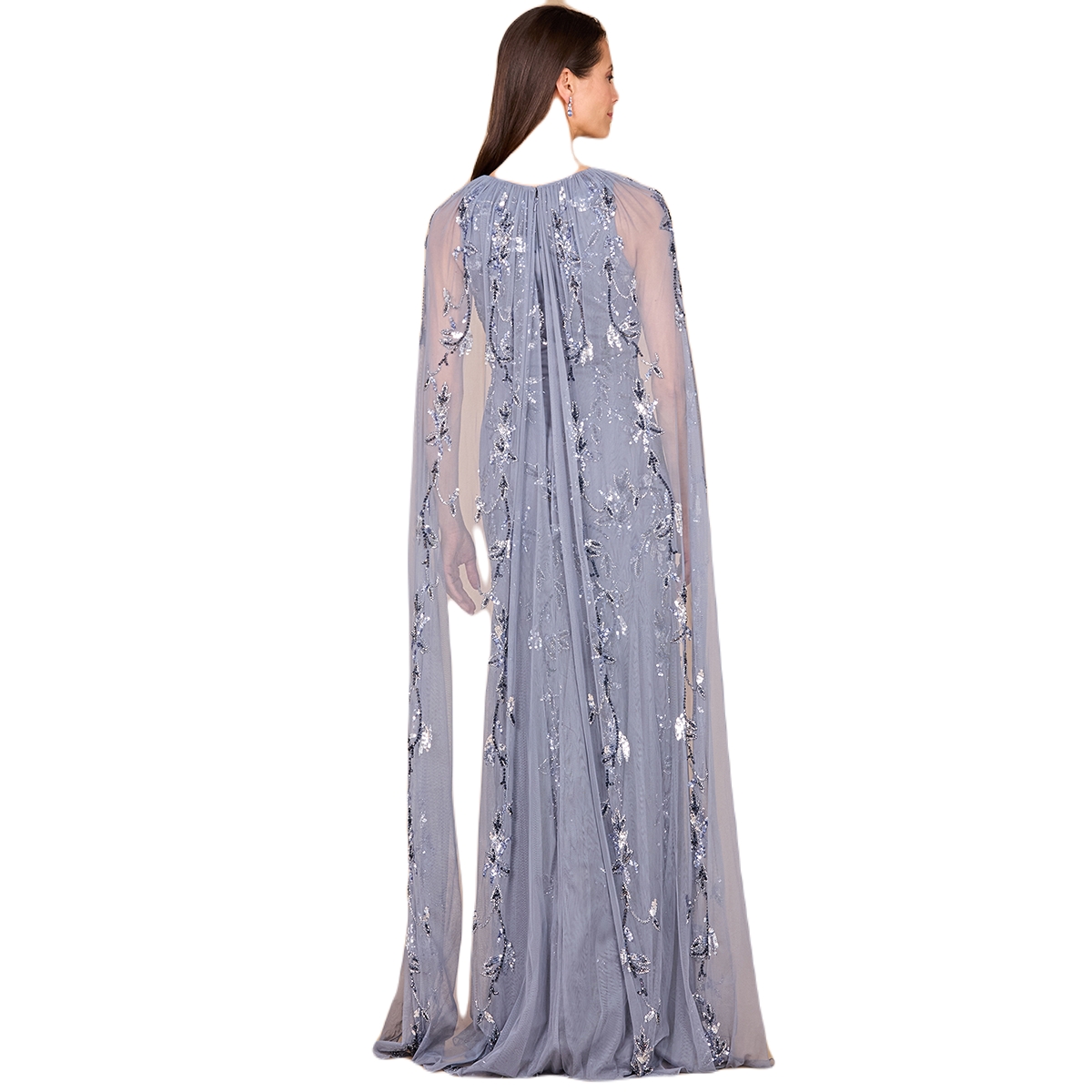 Lara Women's Mermaid Beaded Dress with Long Cape