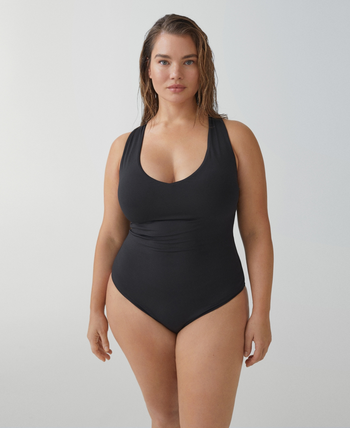 Shop Mango Women's V-neck Swimsuit In Black