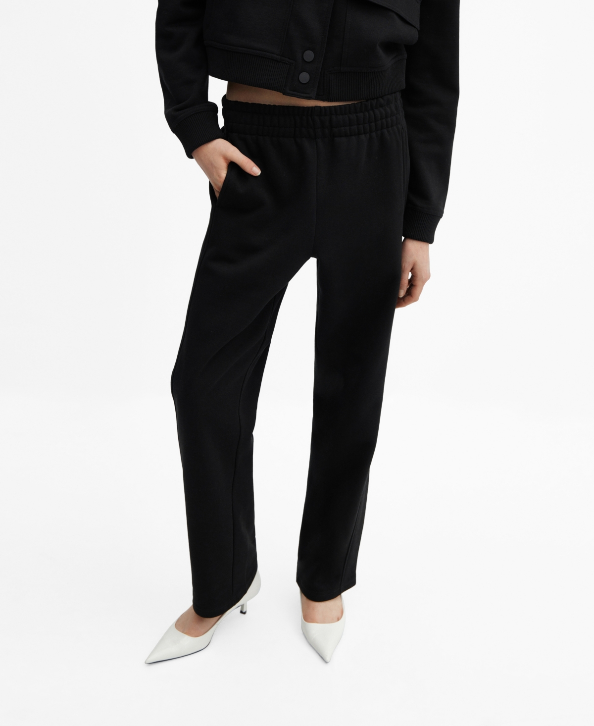 Shop Mango Women's Cotton Jogger-style Trousers In Black