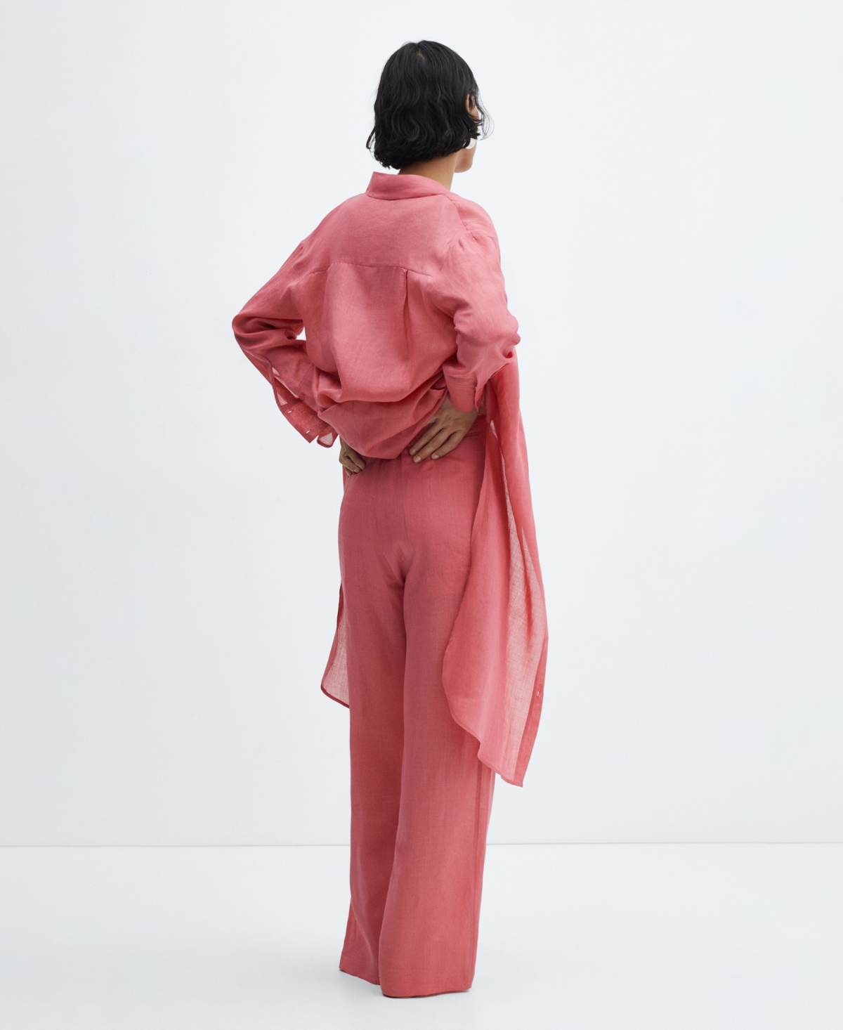 Shop Mango Women's High-rise Wideleg Trousers In Bubblegum Pink