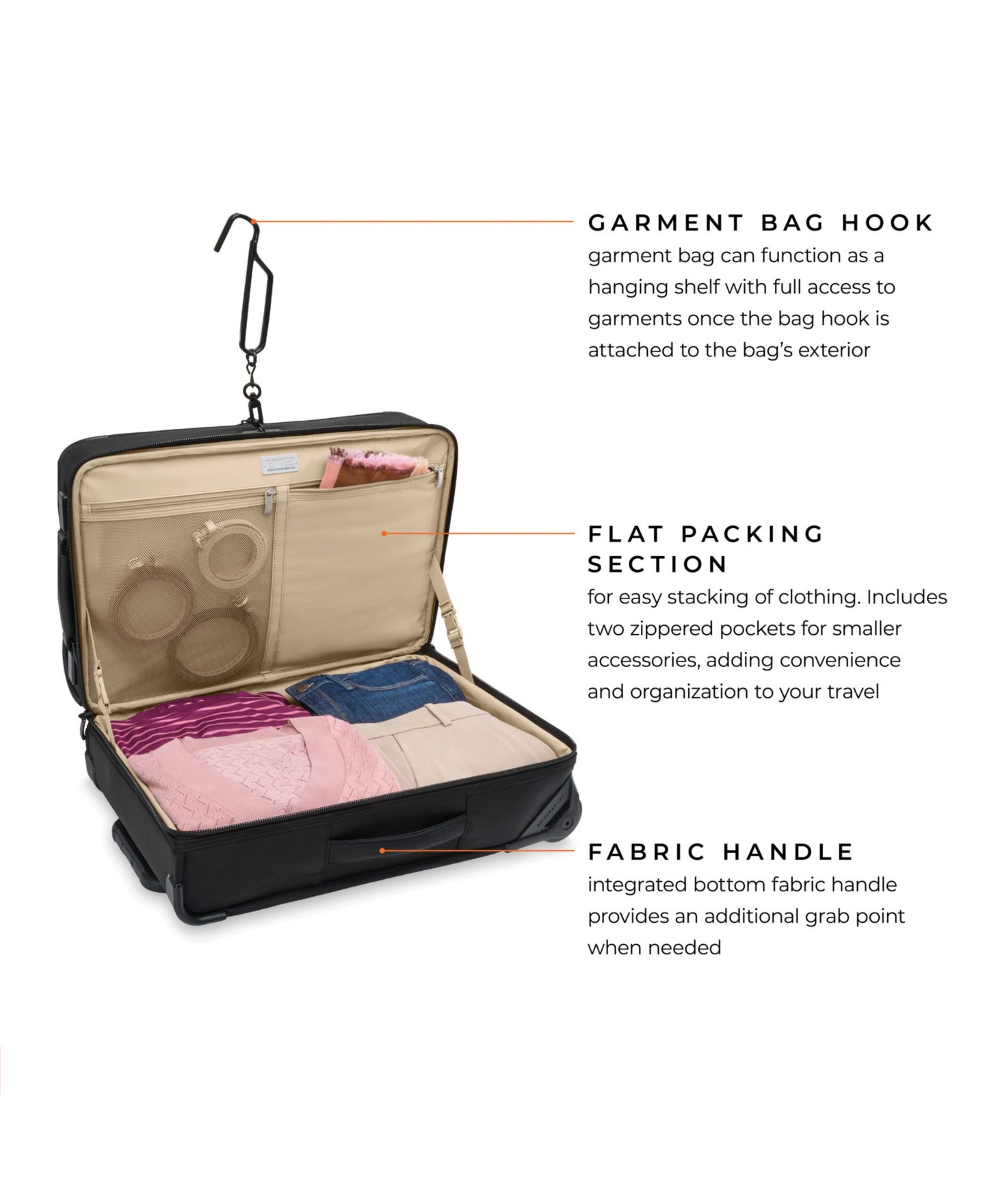 Сумка Briggs & Riley Baseline Tall Carry-On 2-Wheel Garment, цвет: Чёрный — фото 5
