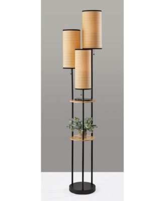 68.5" Wood Shelves Trio Floor Lamp