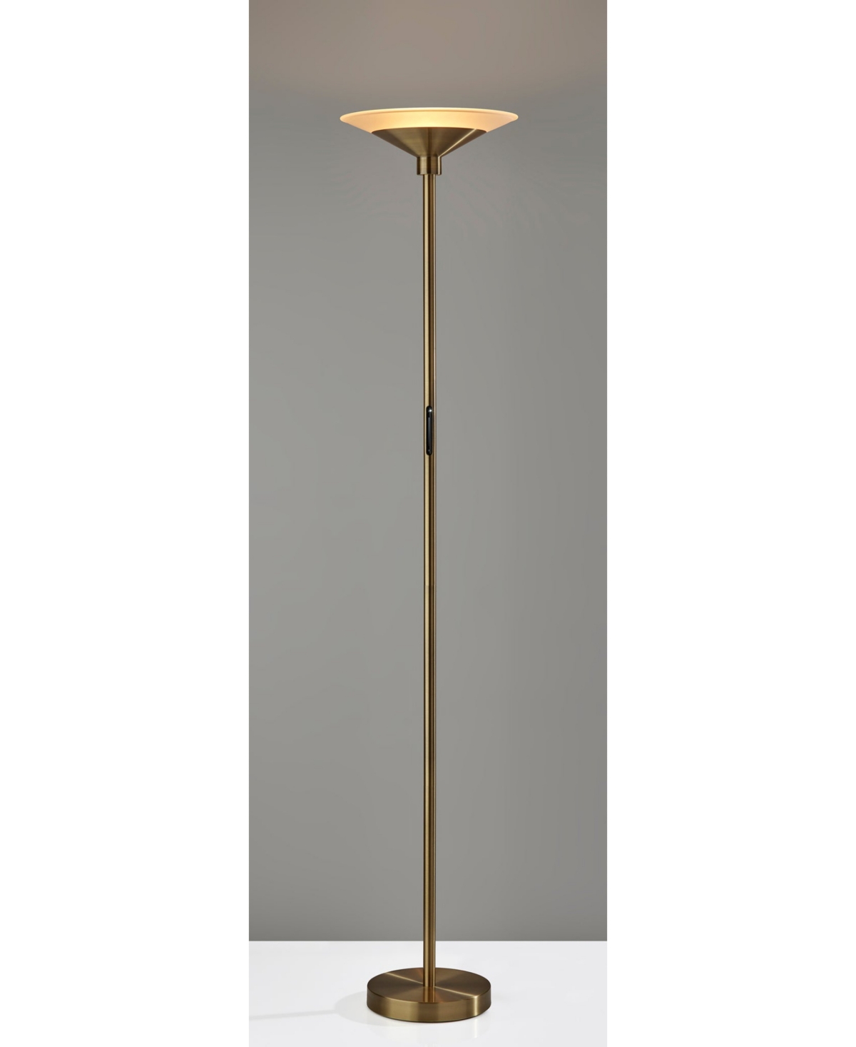 Adesso 71" Solar Led Torchiere In Antique-like Brass