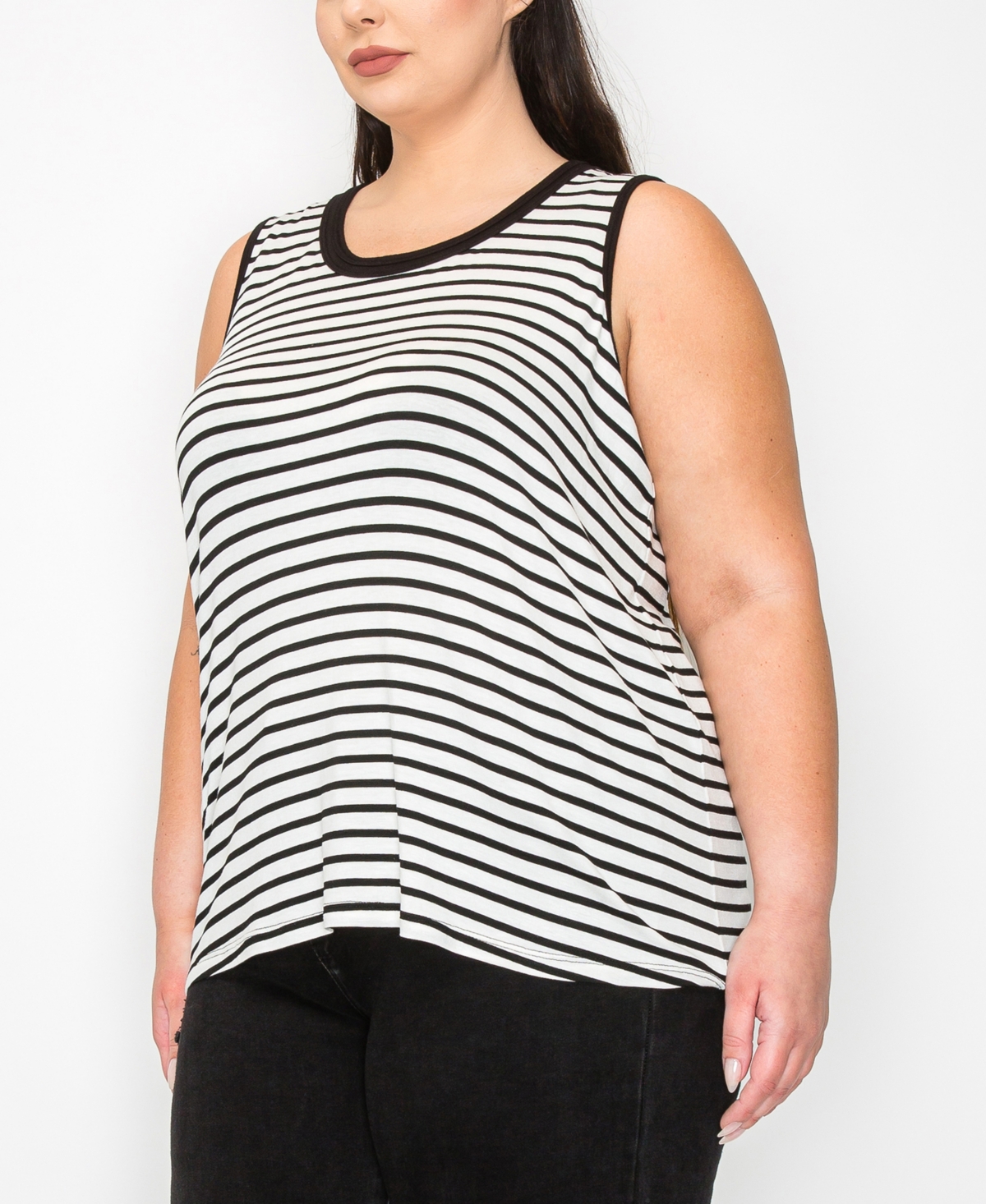 Coin 1804 Plus Yarn Dye Stripe Contrast Double Binding Swing Tank Top