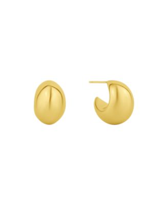18K Gold Plated or Silver Plated Puff C Hoop Earring