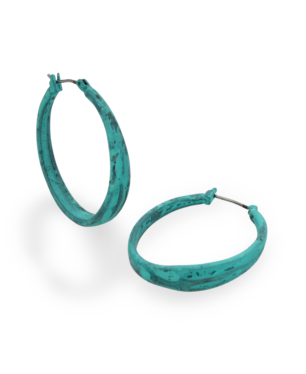 Shop Robert Lee Morris Soho Turquoise Patina Textured Hoop Earrings