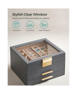 Multi-Layer Jewelry Organizer Storage Box for Rings, Necklaces