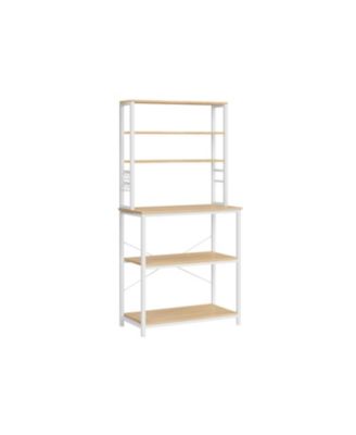 6-tier Industrial Baker's Rack Microwave Oven Stand With 6 Hooks And Metal Frame