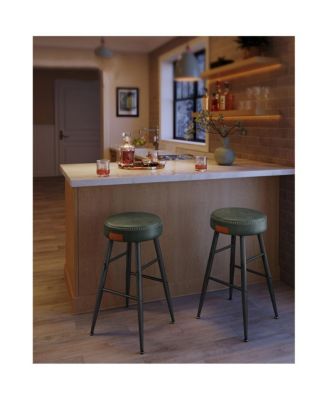 Counter Stools Set Of 2, Kitchen Stools, Breakfast Stools, Synthetic Leather With Stitching