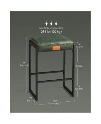 Counter Height Bar Stools Set of 2, Synthetic Leather with Stitching