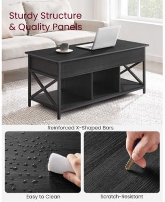 Lift-Top Industrial Coffee Table with Hidden Compartments for Small Spaces