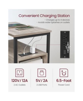 Narrow USB Ports Charging Station & Drawers Side Table